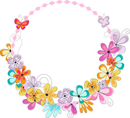 Spring garden frame with flowers. Frame for social media, cards, invitations