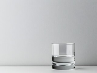 Elegant glass of water on minimalist surface.