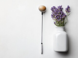 Elegant lavender arrangement in modern vase.