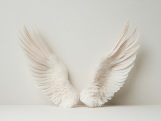 Elegant white wings against a minimalistic background.