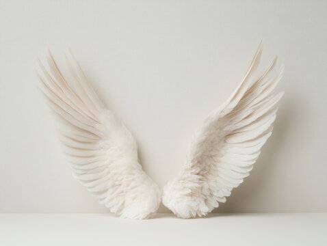 Elegant white wings against a minimalistic background.
