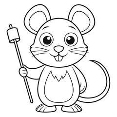 Playful Mouse with a Roasting Stick and Campfire Glow
