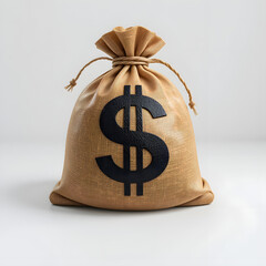 A detailed brown sack emoji with a tied rope at the top, featuring a bold black dollar sign printed on it, giving a 3D effect against a white background.
