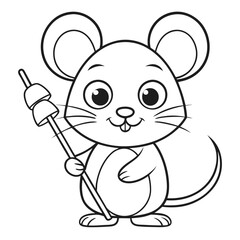 Adorable Cartoon Mouse Enjoying a Campfire Snack