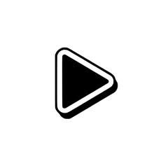 Play Button Icon: A sleek geometric design featuring a triangle with a outline and subtle shadow conveying action and entertainment