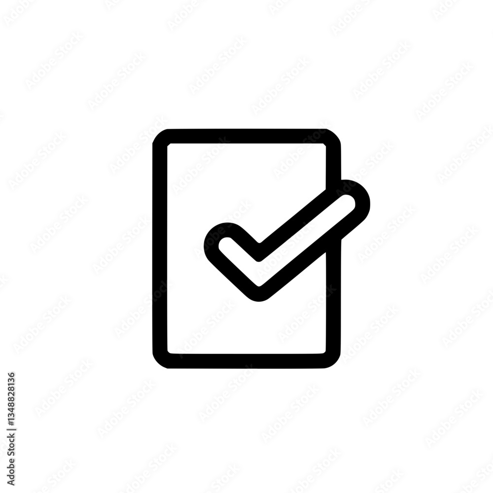 Poster checkmark box icon for task completion or approval vector graphic represents confirmation validation