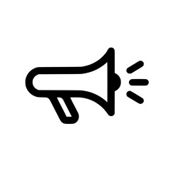 outline of a megaphone broadcasting with sound waves in this graphic to convey the message of promotion or communicating important announcements