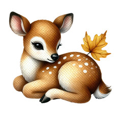 Woodland animals and fall plant. Foxes, pumpkins, leaves. Cute autumn, Woodland animals and fall compositions clipart.