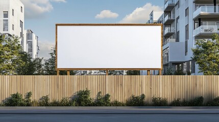 Obraz premium Blank Billboard Mockup in Urban Setting with Modern Architecture
