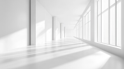 Fototapeta premium Bright White Corridor: Minimalist Architecture and Interior Design