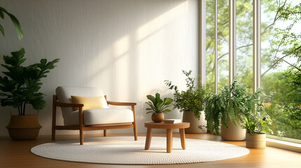 Fototapeta premium Aesthetic Modern Living Room with Natural Tones