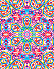 Kaleidoscopic background with bright abstract colorful pattern