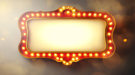 Vintage retro marquee sign with illuminated lights, featuring a spacious blank area for personalized messages