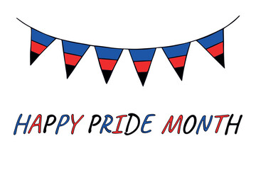 Colorful garland Polyamory pride flag Happy pride day LGBTQIA community Pride Month Vector hand drawn doodle for posters, stickers, logo, cards