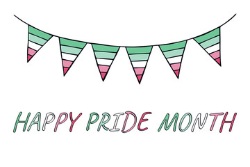 Obraz premium Colorful garland Abrosexual pride flag Happy pride day LGBTQIA community Pride Month Vector hand drawn doodle for posters, stickers, logo, cards