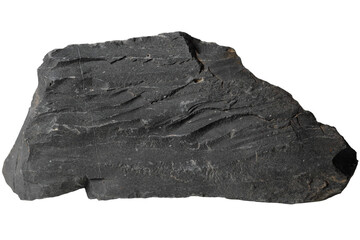 dark, textured rock with layered patterns and rough edges, showcasing natural stone details...