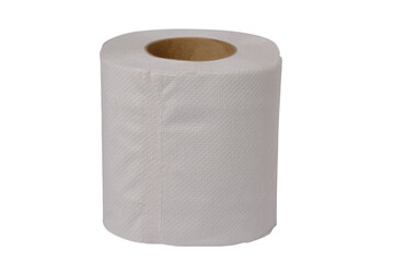single white toilet paper roll with textured surface, isolated on transparency background