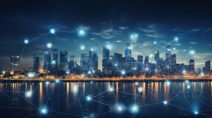 Naklejka premium 5G, 6G, Big data wireless network, high speed internet, cloud computing or connect diagram technology, Data storage, service, synchronize, online, financial, Connectivity global, smart city, Gen AI