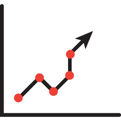 Growth Graph Icon – Color Outline Style – Progress Chart, Business Analytics Symbol

