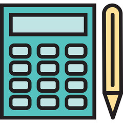 Calculator Icon – Color Outline Style – Digital Calculator, Math Tool Symbol