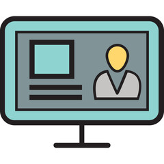 Video Call Icon – Color Outline Style – Virtual Meeting, Online Communication Symbol

