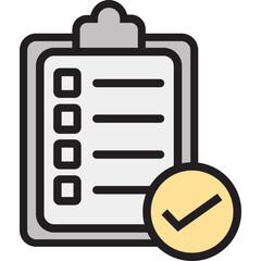 Checklist Icon – Color Outline Style – Task List, Organized Planning Symbol