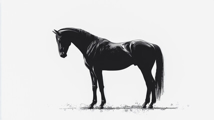 Black horse silhouette isolated on a white background, vector style illustration, suitable for commercial use