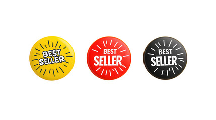 Set of bold attention grabbing best seller labels and badges for highlighting popular and in demand products in retail online and e commerce settings