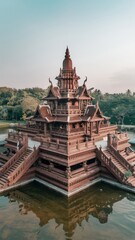 Aerial view of the sanctuary of truth in pattaya, thland, asia
