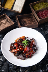 Traditional Shandong cuisine with scallion-braised pork and chicken crown mushroom