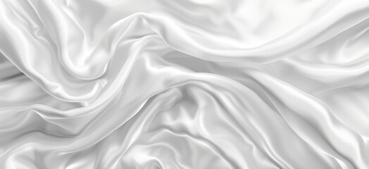 Obraz premium Abstract canvas white cloth fabric fold and flow ripple wavy texture horizontal illustration.