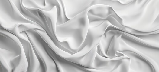 Obraz premium Abstract white cloth fabric fold and flow ripple wavy texture horizontal illustration minimalist.