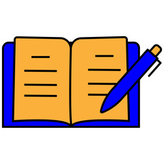 Open Book with Pen Icon for Mental Wellness Journaling, Therapy Notes, Daily Reflection, Mindfulness Writing with Transparent Background