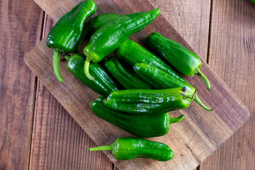 Fresh green Spanish Pimientos de Padron pepper