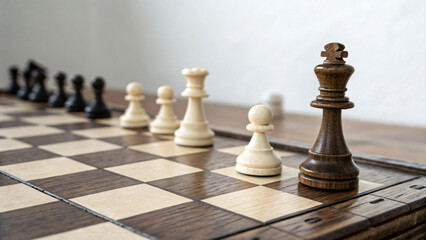 Chess Pieces on a Board Ready for Play in an Intimate Setting