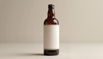 A simple, clean brown glass bottle with a blank label, ideal for product branding, packaging, or organic product presentations.