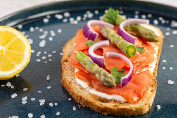 Smoked Salmon Toast with asparagus 