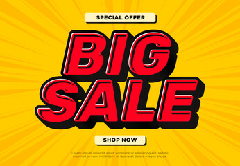 The big sale banner with red letters on a yellow background.