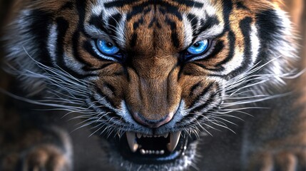 Obraz premium Intense Gaze: A Majestic Tiger's Fierce Portrait