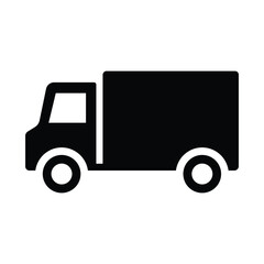 Car icon silhouette vector illustration. Simple black and white delivery truck icon.