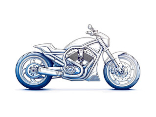 Obraz premium Blue Motorcycle Sketch Design.