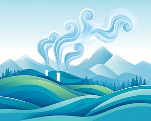 Obraz premium Blue Mountains with Factory Smog.