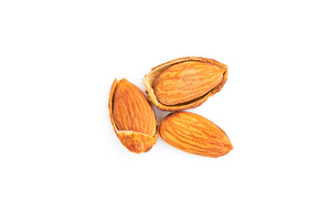 Roasted almond nuts isolated on white background, Almond Kernels