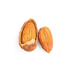 Roasted almond nuts isolated on white background, Almond Kernels