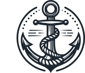  anchor with a rope in a nautical design