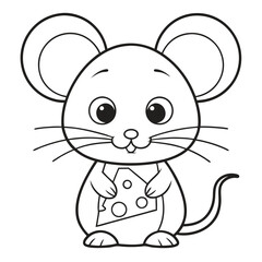 Smiling Mouse Enjoying a Classic Cheese Delight