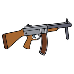 Thompson submachine gun , police weapon vector design, military vector design illustration.