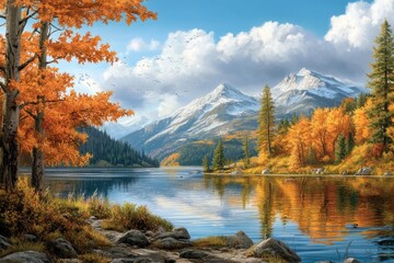McCall Fall Landscape: Lake, Mountain, and Forest Scenery