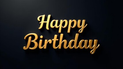 Obraz premium happy birthday inscription in gold letters on a black background