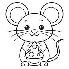 Happy Little Mouse Munching on Delicious Cheese